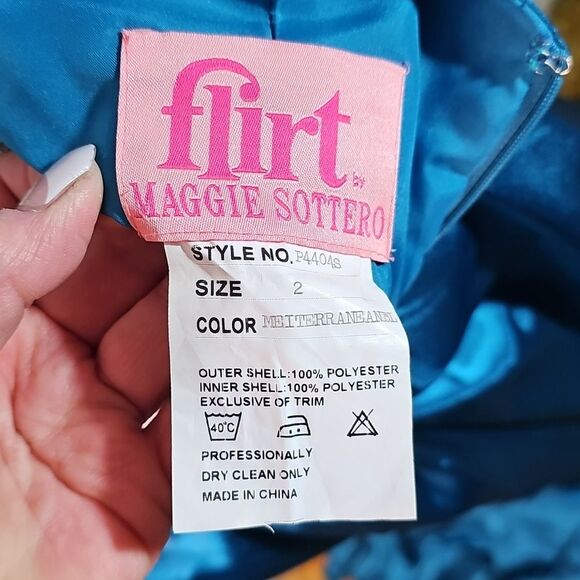 Prom Dress By Flirt Maggie Sottero Wedding Party Jade Rhinestones Size 2 - Picture 7 of 9
